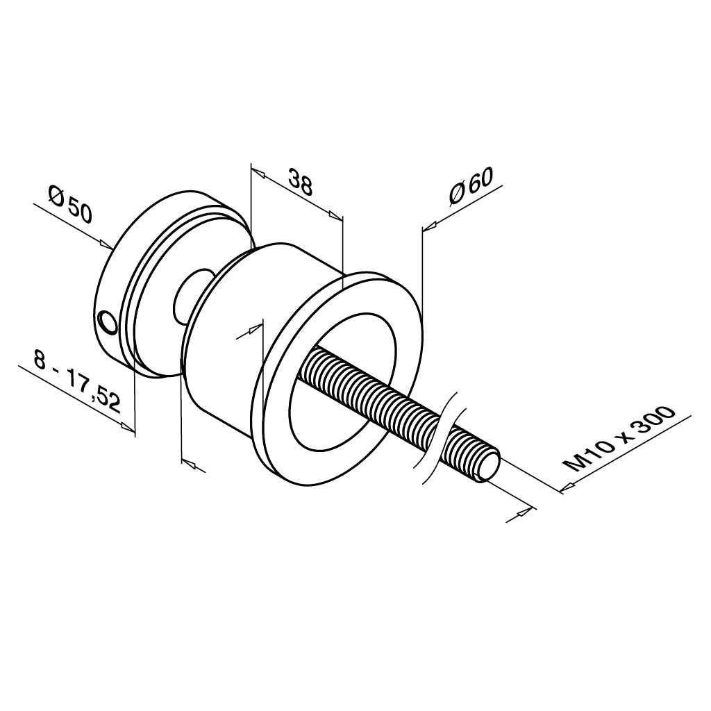 Q-railing EASY GLASS taškinis stiklo laikiklis Ø50 mm MOD 0744