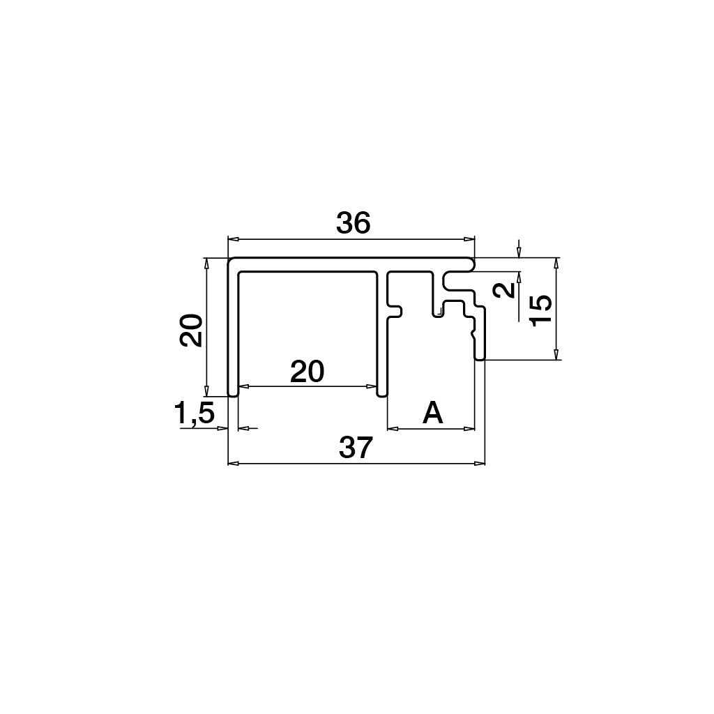 Q-railing EASY GLASS SMART / SMART+ top mount /F privedimo profilis MOD 6972