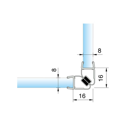 Pauli + Sohn magnetinė tarpinė dušui montuojama ant durų (stiklas - stiklas 90°, 2x45°)